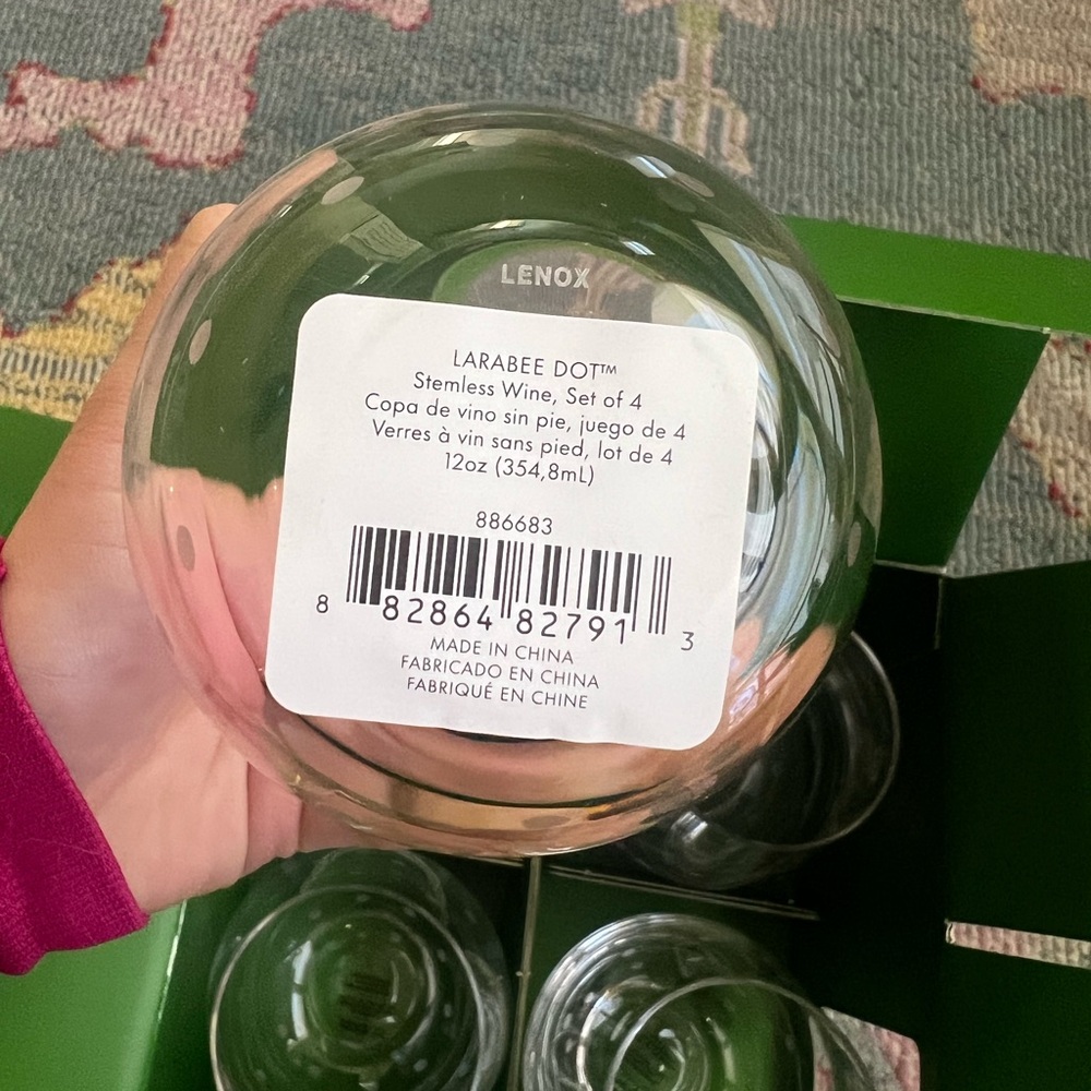 NEW Kate Spade Larabee Dot Stemless Wine Glass Set (4) - Picture 6 of 6